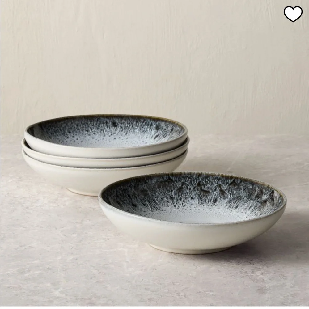 West Elm black white grey reactive glaze stoneware bowl dinnerware